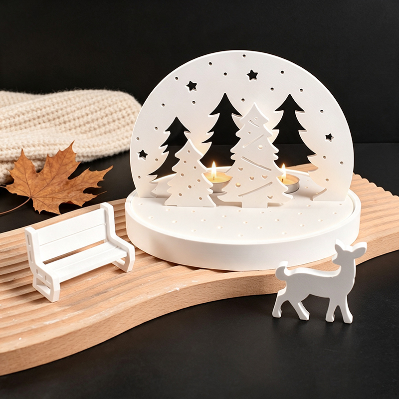 Candle Making Design - Noel Geyiği Tealight Mumluk Silikon Kalıpları,