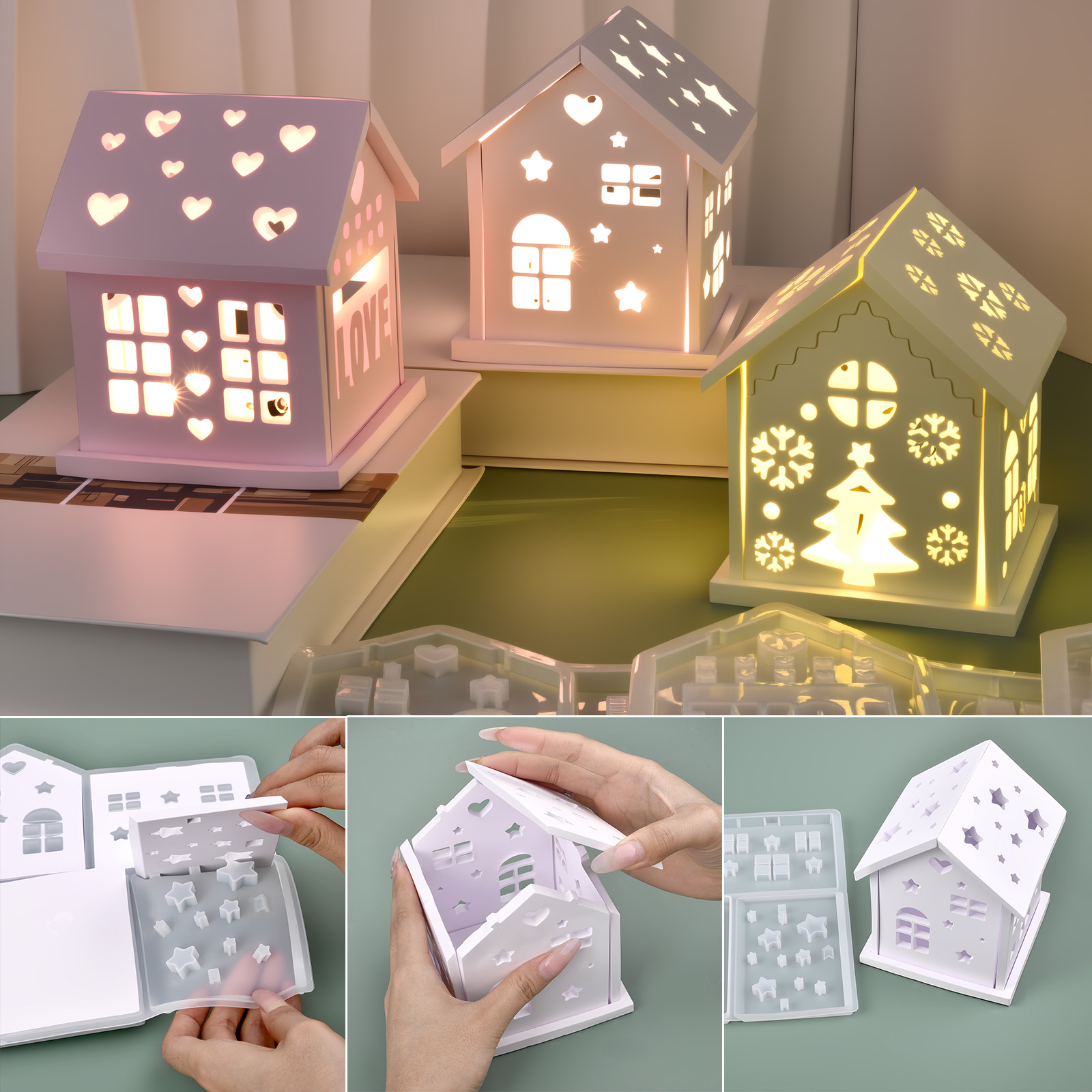 Candle Making Class - 3D Ev silikon kalıp DIY Noel
