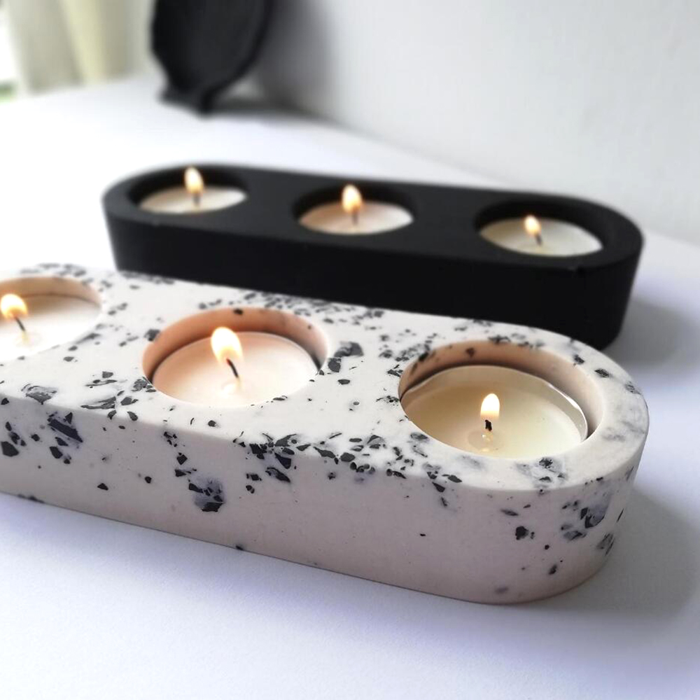 Candle Making Jars - 3 delikli Şamdanlar Çimento silikon kalıp