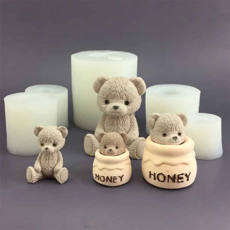 Candle Making Jars - Sevimli Ayı Bal Kavanozu Silikon Mum