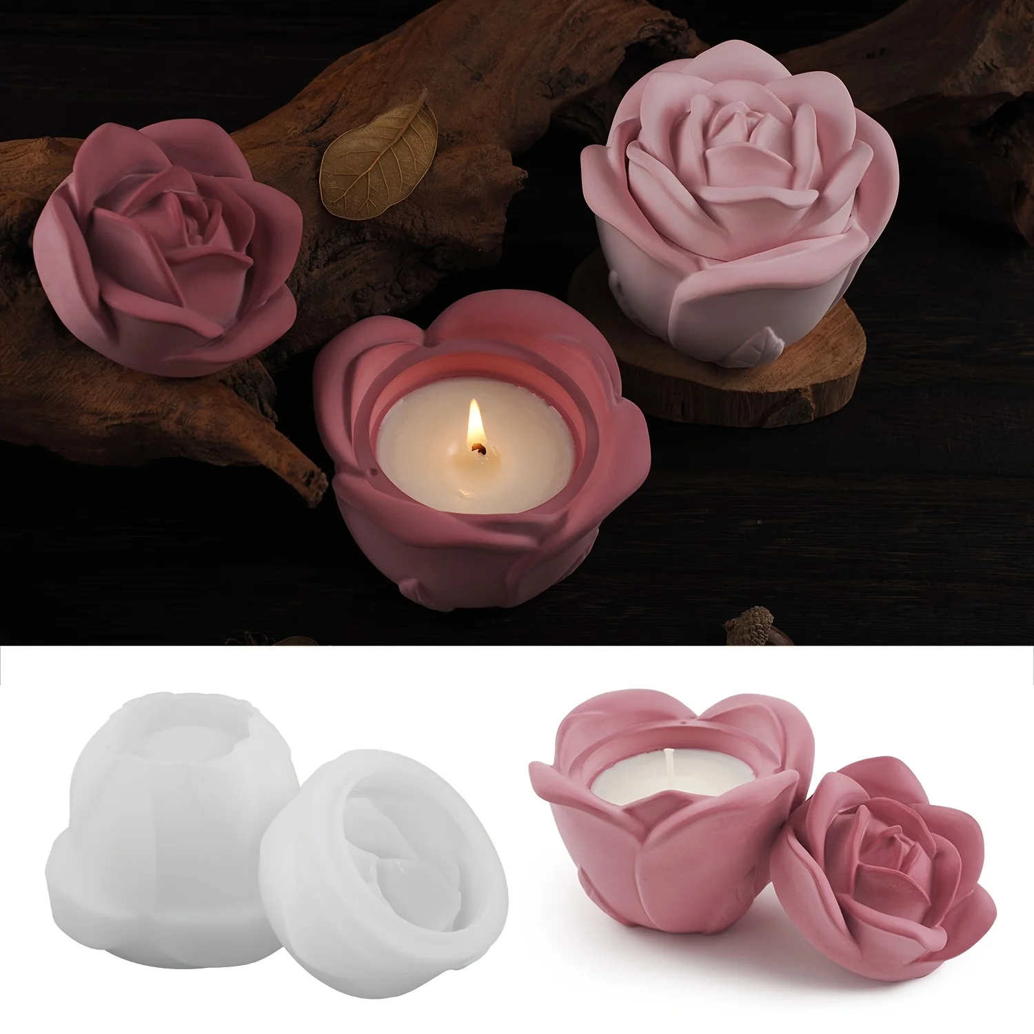 2 Parçalı Gül Şeklinde Silikon - Candle Making Design incelemesi ve fiyatı